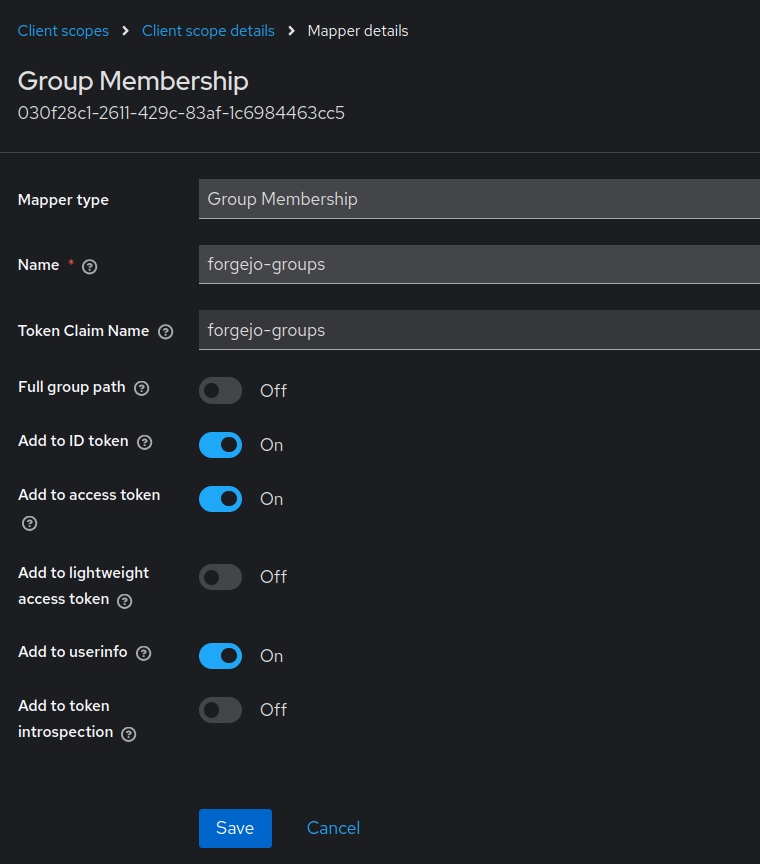 Forgejo OPENIDC config